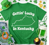 Kentucky St Patricks Day Shirt – Gettin' Lucky State Pride Green Shamrock Design