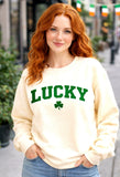 St Patricks Day Sweatshirt – Lucky Shamrock Graphic Cotton Blend Celebration Outfit