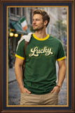 Lucky T Shirt - Retro Ringer Style Green St Patricks Day Vintage Tee